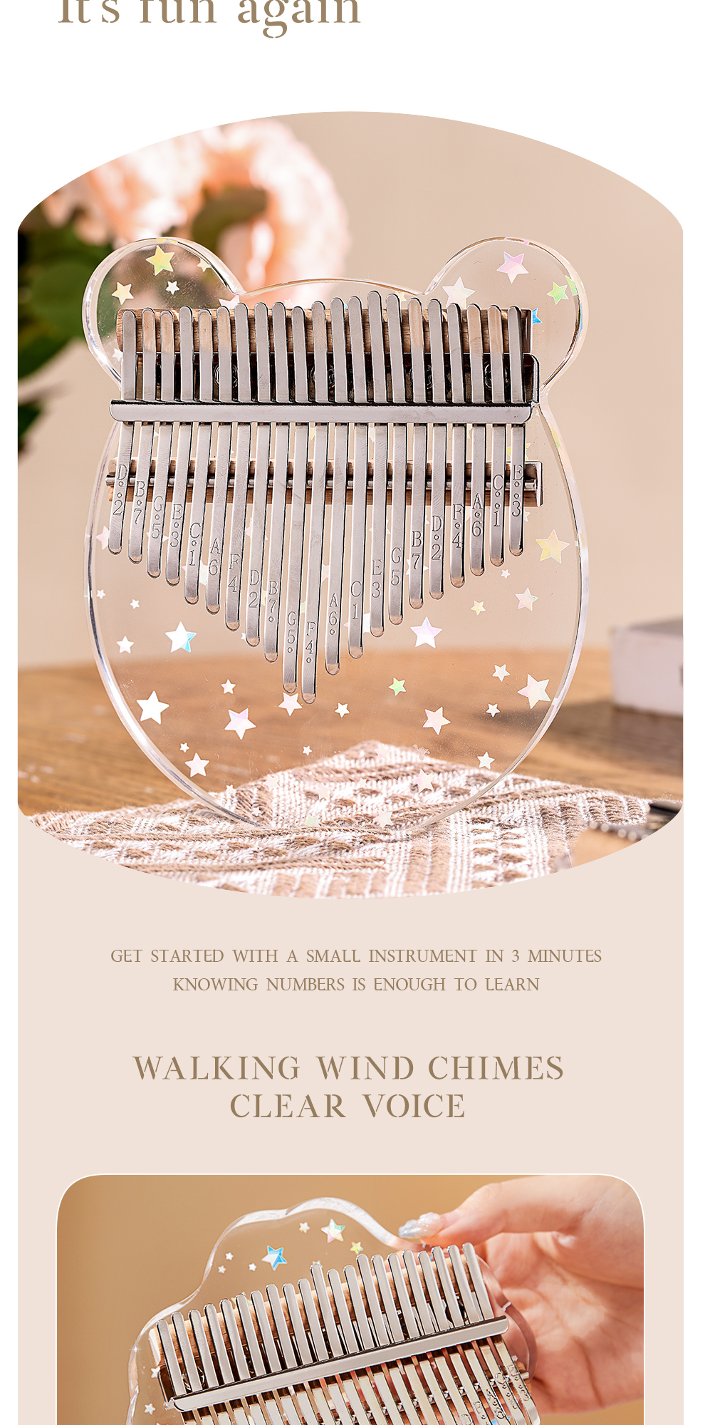 Hluru 21-Key C Major Kalimba for Early Childhood Education — Double-Layer Wah-Wah - view 9