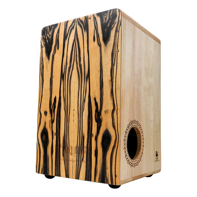 Hluru 49CN Cajón — Black & White Ebony White Tiger