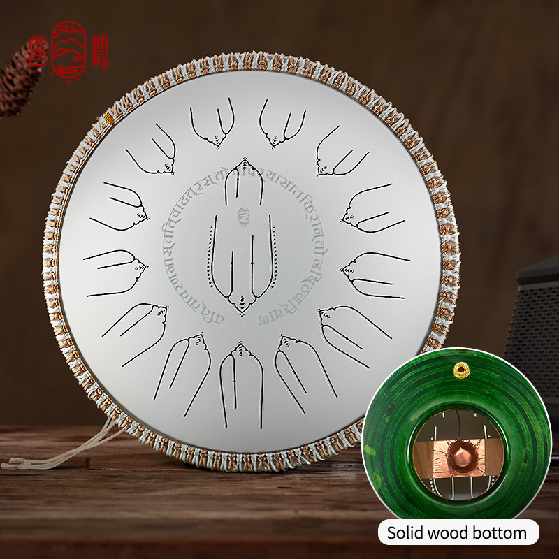 Hluru Microalloyed Steel & Premium Wood Tongue Drum 14" 15 Notes — EQ Healing - view 5