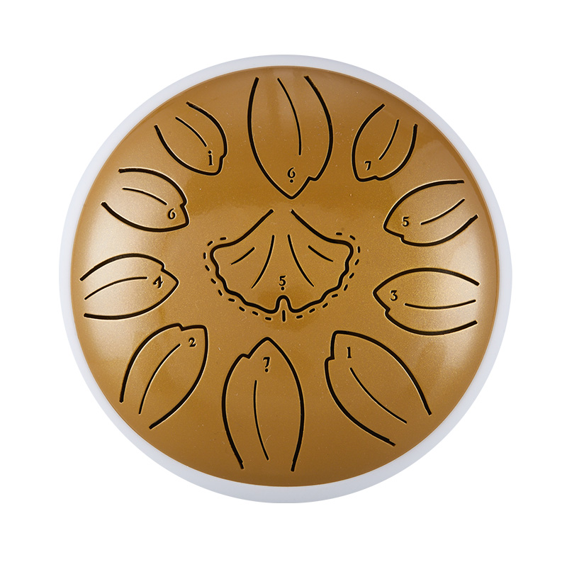 Huashu 11 Notes 6" C5 Major Carbon Steel Tongue Drum for Yoga — Golden Ginkgo Biloba - view 2