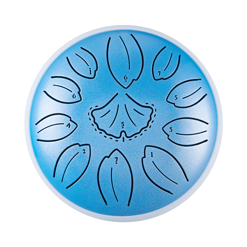 Huashu 11 Notes 6" C5 Major Carbon Steel Tongue Drum for Yoga — Golden Ginkgo Biloba - view 3
