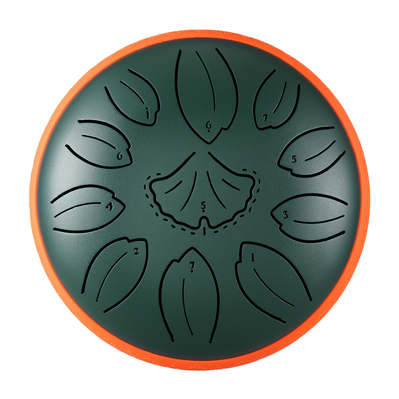 Huashu 11 Notes 6" C5 Major Carbon Steel Tongue Drum for Yoga — Golden Ginkgo Biloba - view 8