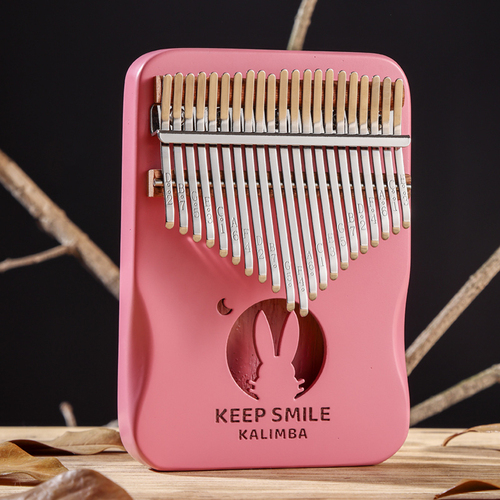 Huashu Kalimba - 21 Keys Hollow Rabbit Mahogany Kalimba, with Palm Rest (Pink) | Clear Bright Tone