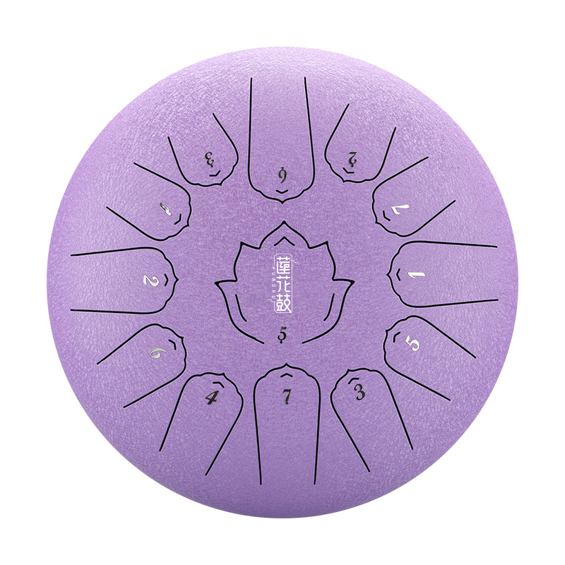 Huashu Steel Tongue Drum - 13 notes 12 inch Carbon Steel Lotus Tongue Drum | Deep Resonant Tone