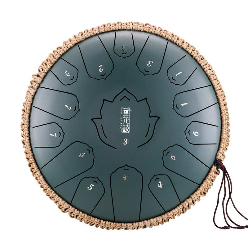 Huashu Steel Tongue Drum - 15 notes 12 inch Carbon Steel Lotus Tongue Drum | Deep Resonant Tone